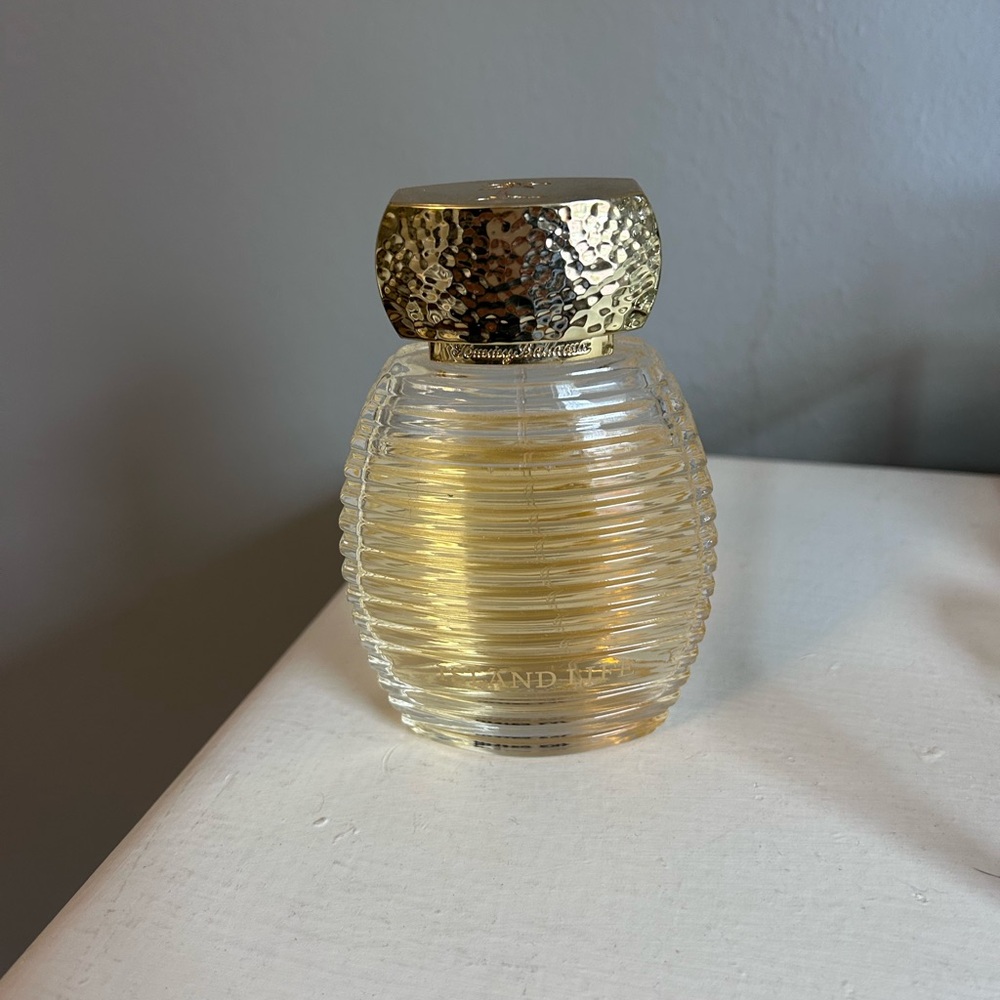 Gold-Ribbed Glass Decorative Jar with Hammered Lid